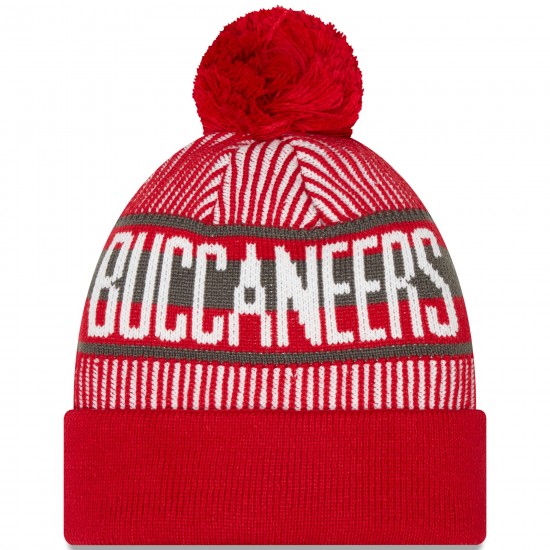 Tampa Bay Buccaneers New Era Red Striped Cuffed Knit Hat with Pom
