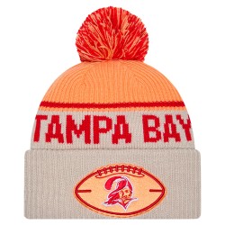 Tampa Bay Buccaneers New Era Stone NFL Sideline Historic Cuffed Knit Hat with Pom