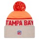 Tampa Bay Buccaneers New Era Stone NFL Sideline Historic Cuffed Knit Hat with Pom