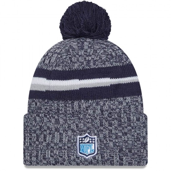 Tennessee Titans  New Era Navy 2023 Sideline Cuffed Knit Hat With Pom