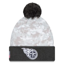 Tennessee Titans  New Era White-Graphite 2024 Salute To Service Digital Camo Cuffed Knit Hat with Pom