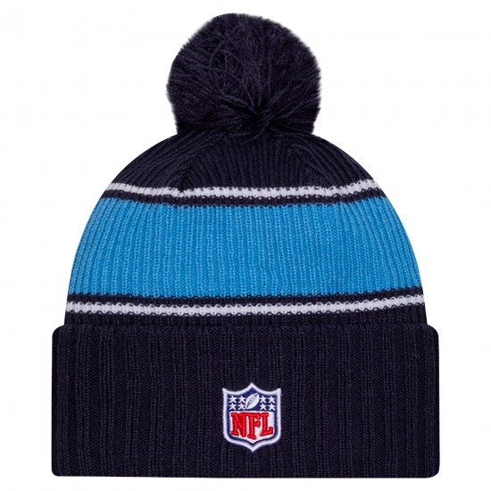 Tennessee Titans New Era Navy 2024 Sideline Cuffed Knit Hat with Pom