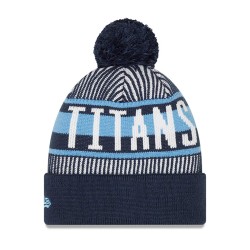 Tennessee Titans New Era Navy Striped  Cuffed Knit Hat with Pom