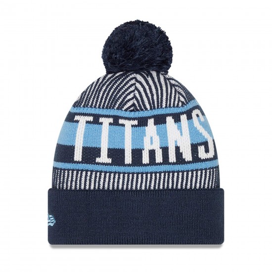 Tennessee Titans New Era Navy Striped  Cuffed Knit Hat with Pom
