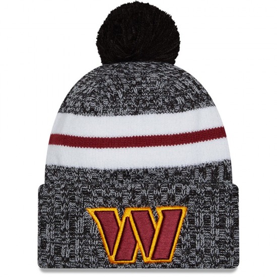 Washington Commanders  New Era Black 2023 Sideline Cuffed Knit Hat With Pom