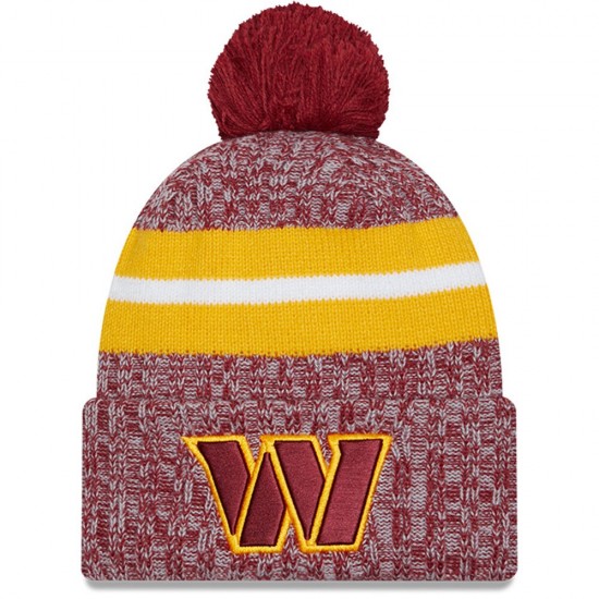 Washington Commanders  New Era Burgundy 2023 Sideline Cuffed Knit Hat With Pom