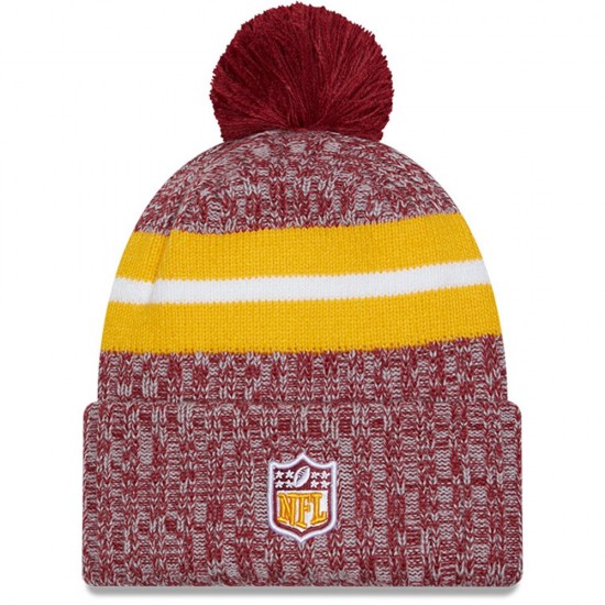 Washington Commanders  New Era Burgundy 2023 Sideline Cuffed Knit Hat With Pom
