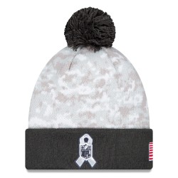 Washington Commanders  New Era White-Graphite 2024 Salute To Service Digital Camo Cuffed Knit Hat with Pom