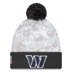 Washington Commanders  New Era White-Graphite 2024 Salute To Service Digital Camo Cuffed Knit Hat with Pom