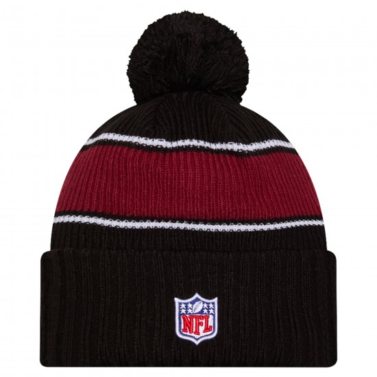 Washington Commanders New Era Black 2024 Sideline Cuffed Knit Hat with Pom