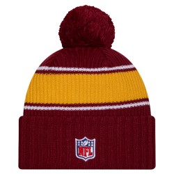 Washington Commanders New Era Burgundy 2024 Sideline Cuffed Knit Hat with Pom
