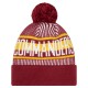 Washington Commanders New Era Burgundy Striped  Cuffed Knit Hat with Pom