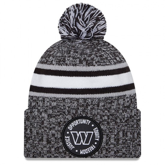Washington Commanders New Era Heather Black 2023 Inspire Change Cuffed Knit Hat With Pom