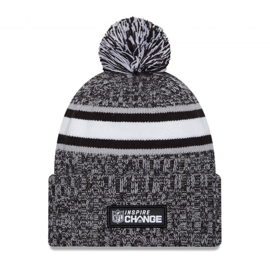 Washington Commanders New Era Heather Black 2023 Inspire Change Cuffed Knit Hat With Pom