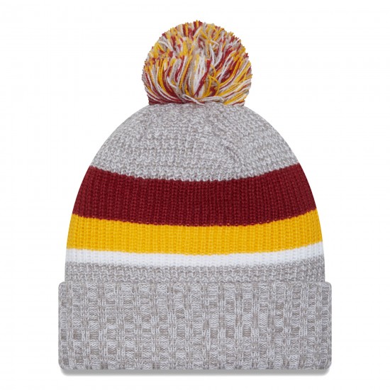 Washington Commanders New Era Heather Gray Cuffed Knit Hat with Pom